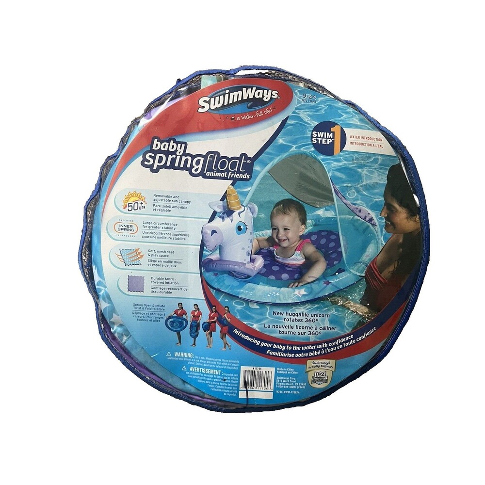 Swimways Animal Friends Character Pool Canopy Baby Spring Float Unicorn 9-24 mo
